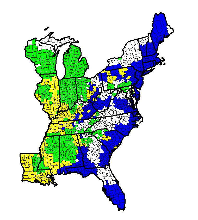 A map of the eastern US shows dickcissel habitat areas.