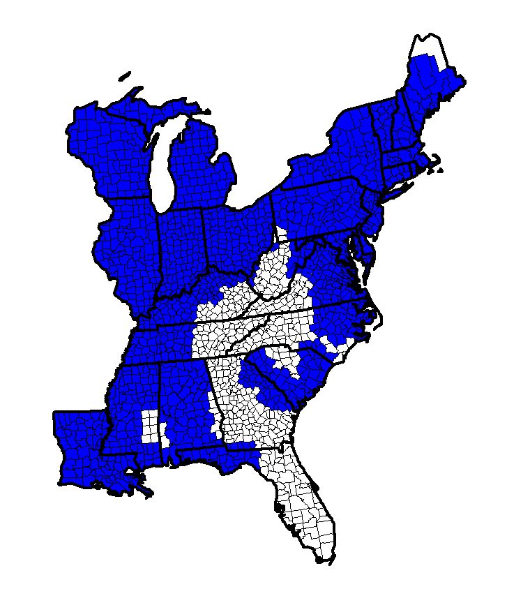 A map of the eastern US shows lapland longspur habitat areas.