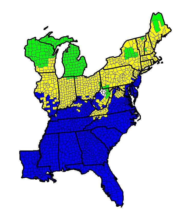 A map of the eastern US shows savannah sparrow habitat areas.