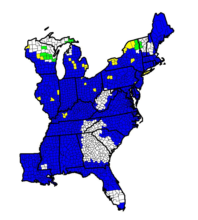 A map of the eastern US shows short-eared owl habitat areas.